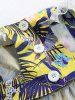 Pet's Tropical Leaf Flowers Print Lace Trim Hawaii Top -  