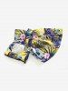 Pet's Tropical Leaf Flowers Print Lace Trim Hawaii Top -  