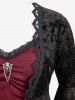Haut Fleuri Gaufrage en Dentelle de Grande Taille à Manches Evasées en Velours 2 en 1 / 2 - Noir M | US 10