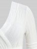Plus Size Rose Flower Mesh Lace Sheer Surplice Buckle Belted A Line Dress -  