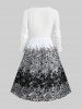 Plus Size Rose Flower Mesh Lace Sheer Surplice Buckle Belted A Line Dress -  