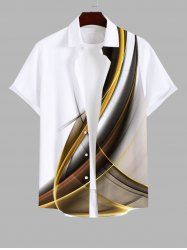 Plus Size Curve Light Beam Ombre Colorblock Print Buttons Pocket Hawaii Shirt For Men -  