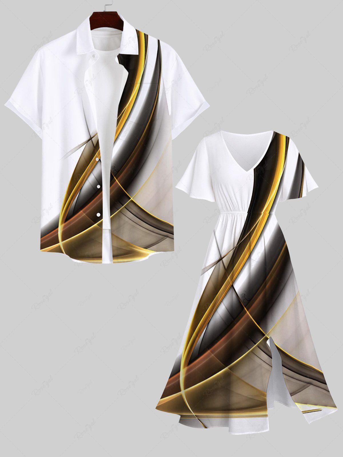 Shops Curve Light Beam Ombre Colorblock Print Plus Size Matching Hawaii Beach Outfit For Couples  