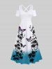 Floral Leaf Branch Butterfly Print Plus Size Matching Hawaii Ombre Beach Outfit For Couples -  