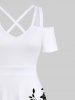 Floral Leaf Branch Butterfly Print Plus Size Matching Hawaii Ombre Beach Outfit For Couples -  