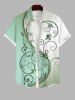 Curved Line Floral Two Tone Print Plus Size Matching Hawaii Beach Outfit For Couples -  