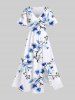 Peach Blossom Flower Branch Watercolor Print Plus Size Matching Hawaii Beach Outfit For Couples -  