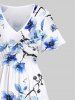 Peach Blossom Flower Branch Watercolor Print Plus Size Matching Hawaii Beach Outfit For Couples -  