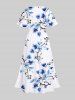 Peach Blossom Flower Branch Watercolor Print Plus Size Matching Hawaii Beach Outfit For Couples -  
