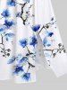Peach Blossom Flower Branch Watercolor Print Plus Size Matching Hawaii Beach Outfit For Couples -  