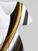 Curve Light Beam Ombre Colorblock Print Plus Size Matching Hawaii Beach Outfit For Couples -  