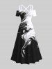 Two Tone Smog Ink Painting Watercolor Print Plus Size Matching Hawaii Beach Outfit For Couples -  