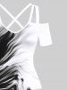 Two Tone Smog Ink Painting Watercolor Print Plus Size Matching Hawaii Beach Outfit For Couples -  