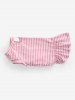 Pet's Striped Print Smile Stickers Ruffles Top -  
