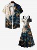 Plus Size Metallic Floral Pearl 3D Print Cold Shoulder Crisscross Hawaii Maxi Dress -  