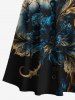Plus Size Metallic Floral Pearl 3D Print Cold Shoulder Crisscross Hawaii Maxi Dress -  