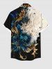 Plus Size Colorblock Metallic Floral Pearl 3D Print Buttons Pocket Hawaii Shirt For Men -  