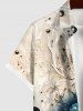 Plus Size Colorblock Metallic Floral Pearl 3D Print Buttons Pocket Hawaii Shirt For Men -  