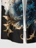 Plus Size Colorblock Metallic Floral Pearl 3D Print Buttons Pocket Hawaii Shirt For Men -  
