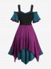 Gothic Plus Size Cold Shoulder Lace Up Layered Handkerchief Asymmetric Corset Dress -  