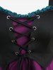 Gothic Plus Size Cold Shoulder Lace Up Layered Handkerchief Asymmetric Corset Dress -  