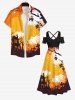 Maxi Robe Costume D'Halloween Crâne Arbre Imprimés Grande Taille - Multi-A S
