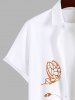 Plus Size Curved Line Floral Butterfly Two Tone Print Hawaii Button Pocket Shirt For Men -  