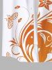 Plus Size Curved Line Floral Butterfly Two Tone Print Hawaii Button Pocket Shirt For Men -  