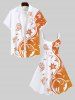 Plus Size Curved Line Floral Butterfly Two Tone Print Hawaii A Line Tank Dress -  