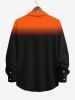 Plus Size Halloween Bat Spider Web Ombre Eyes Flame Colorblock Printed Buttons Long Sleeve Shirt For Men -  