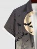 Chemise grande taille à boutons et poches pour homme, motif chauve-souris, lune, arbre, wazird, Halloween - Gris 3XL