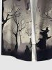 Chemise grande taille à boutons et poches pour homme, motif chauve-souris, lune, arbre, wazird, Halloween - Gris 3XL