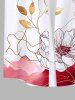Line Floral Leaf Watercolor Colorblock Print Plus Size Matching Hawaii Beach Outfit For Couples -  