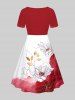 Line Floral Leaf Watercolor Colorblock Print Plus Size Matching Hawaii Beach Outfit For Couples -  
