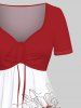 Line Floral Leaf Watercolor Colorblock Print Plus Size Matching Hawaii Beach Outfit For Couples -  