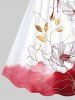 Line Floral Leaf Watercolor Colorblock Print Plus Size Matching Hawaii Beach Outfit For Couples -  