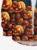 Plus Size Pumpkin Lantern Bat Moon Tree Print Halloween Ombre Button Shirt For Men -  