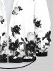 Plus Size Floral Leaf Print Hawaii Button Shirt For Men -  