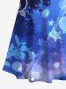 Plus Size Floral Tree Light Beam Heart Leaf Stars Bubble Print Hawaii Crisscross A Line Maxi Dress -  