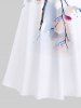 Plus Size Colorful Watercolor Floral Leaf Branch Print Hawaii Crisscross A Line Maxi Dress -  