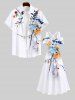 Plus Size Colorful Watercolor Floral Leaf Branch Print Hawaii Crisscross A Line Maxi Dress -  