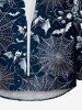 Plus Size Halloween Bat Spider Web Rose Flower Print Buttons Long Sleeve Shirt For Men -  