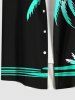 Plus Size Coconut Tree Sea Bird Print Buttons Pocket Hawaii Shirt For Men -  
