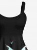 Plus Size Coconut Tree Sea Bird Print Hawaii Tank Dress -  