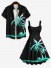 Plus Size Coconut Tree Sea Bird Print Hawaii Tank Dress -  