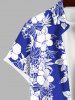 Plus Size Tropical Leaf Hibiscus Flower Two Tone Print Buttons Pocket Hawaii Shirt For Men -  