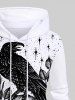 Plus Size Halloween Costume Moon Star Eagle Skull Rose Flower Leaf Print Hoodie For Men -  
