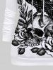 Plus Size Halloween Costume Moon Star Eagle Skull Rose Flower Leaf Print Hoodie For Men -  