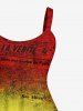 Plus Size Coconut Tree Ombre Colorblock Newspaper Print Hawaii Tank Dress -  