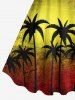 Plus Size Coconut Tree Ombre Colorblock Newspaper Print Hawaii Tank Dress -  